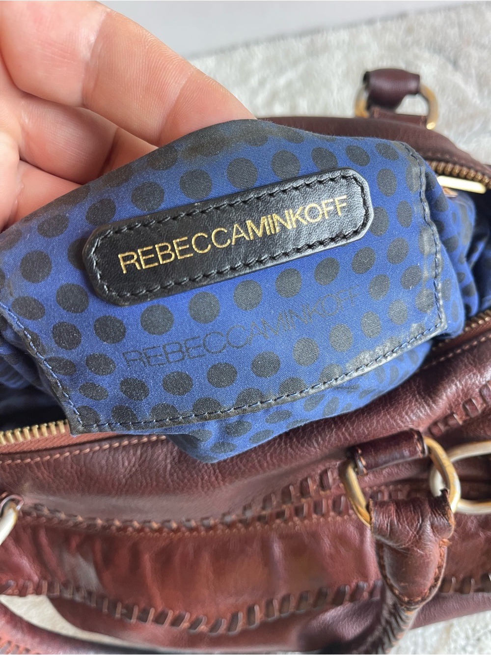 Rebecca Minkoff MBA Brown  Leather Satchel Bag Crossbody Purse - Picture 14 of 15